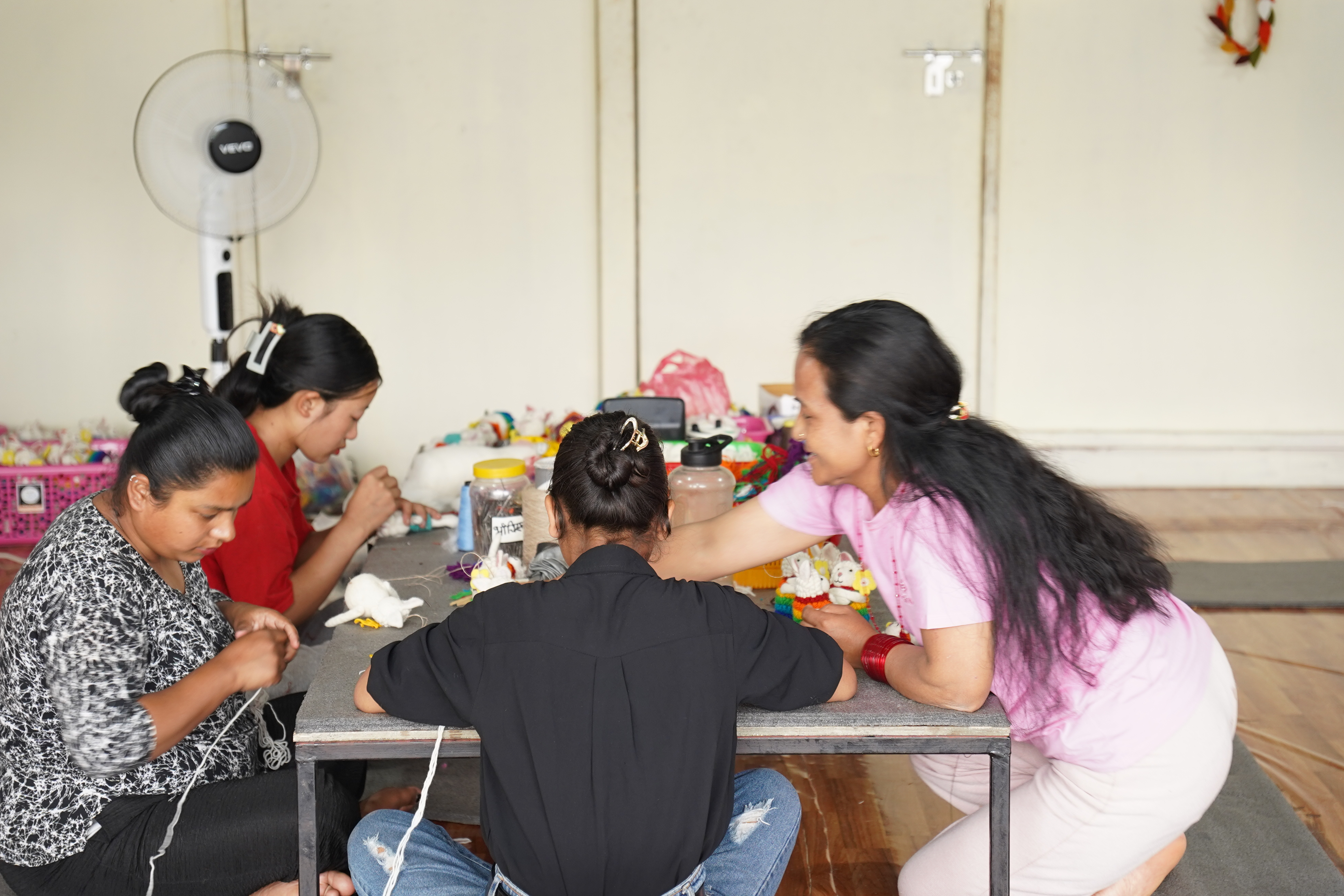 Nepali women artisan crafting handmade textiles